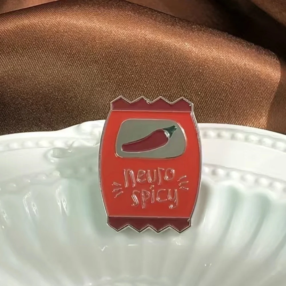 3/$25 “Neuro Spicy” Hit Sauce Packet Pin Badge Brooch UNISEX Hot Pepper